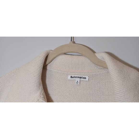Reformation womens small organic cotton sweater cream black boxy spring summer - Picture 2 of 9